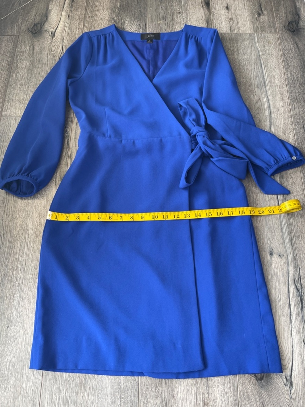 J. Crew Cobalt Blue Faux-Wrap Midi Dress with Side Tie - Picture 10 of 16